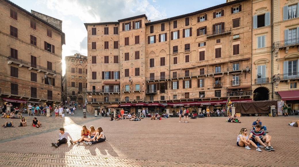 Piazza del Campo showing a square or plaza and a city