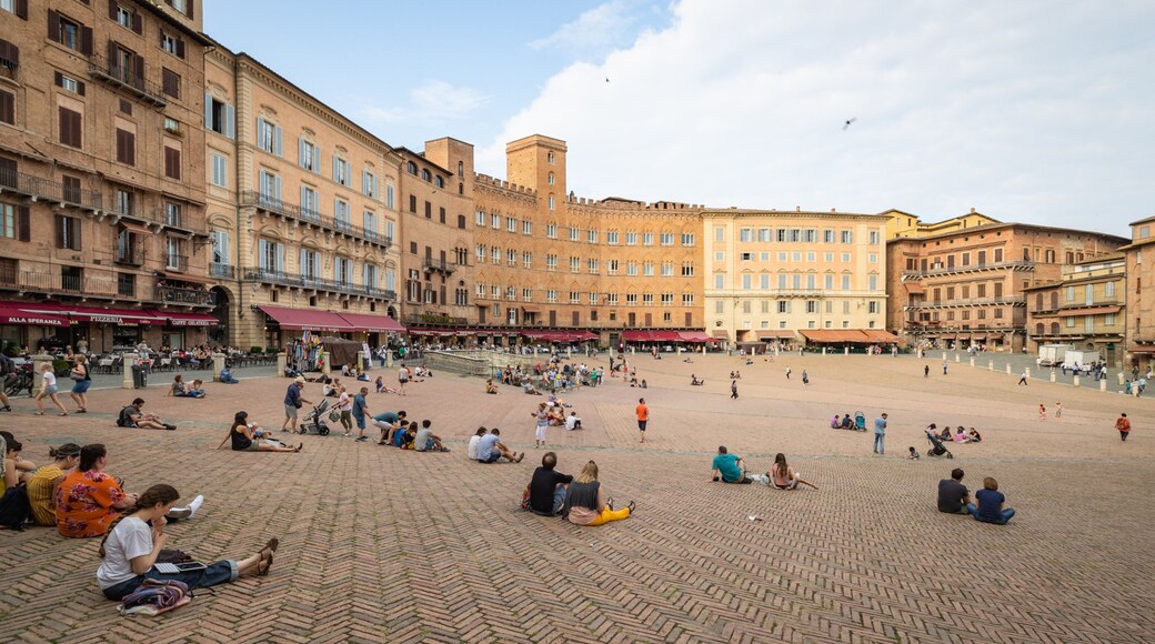 Piazza del Campo which includes street scenes and a square or plaza