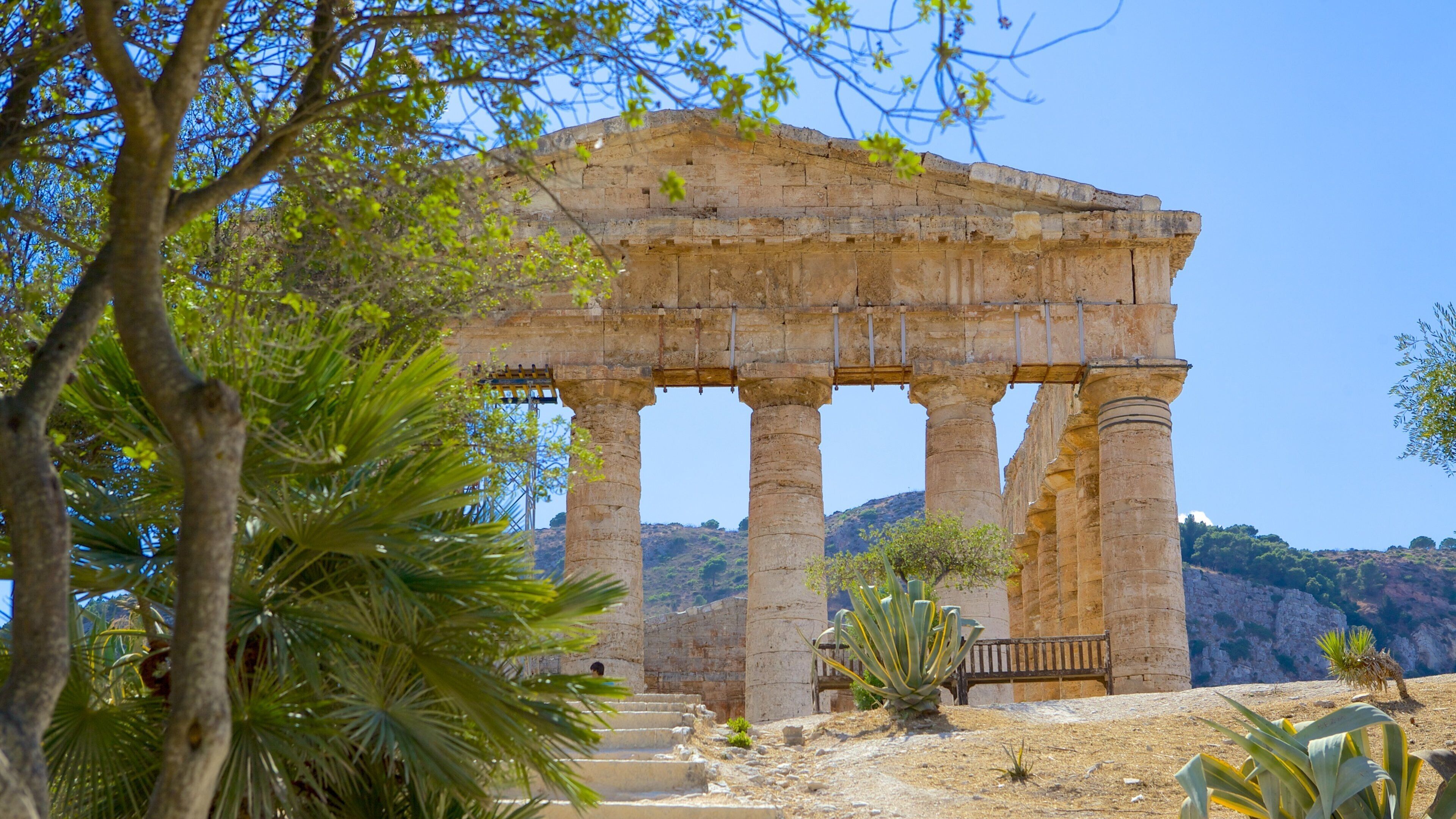 Greek Temple of Segesta showing heritage architecture, building ruins and heritage elements