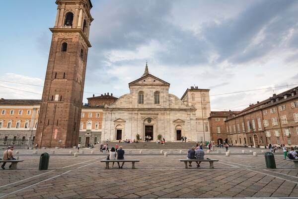 Turin Cathedral featuring a church or cathedral, heritage architecture and street scenes