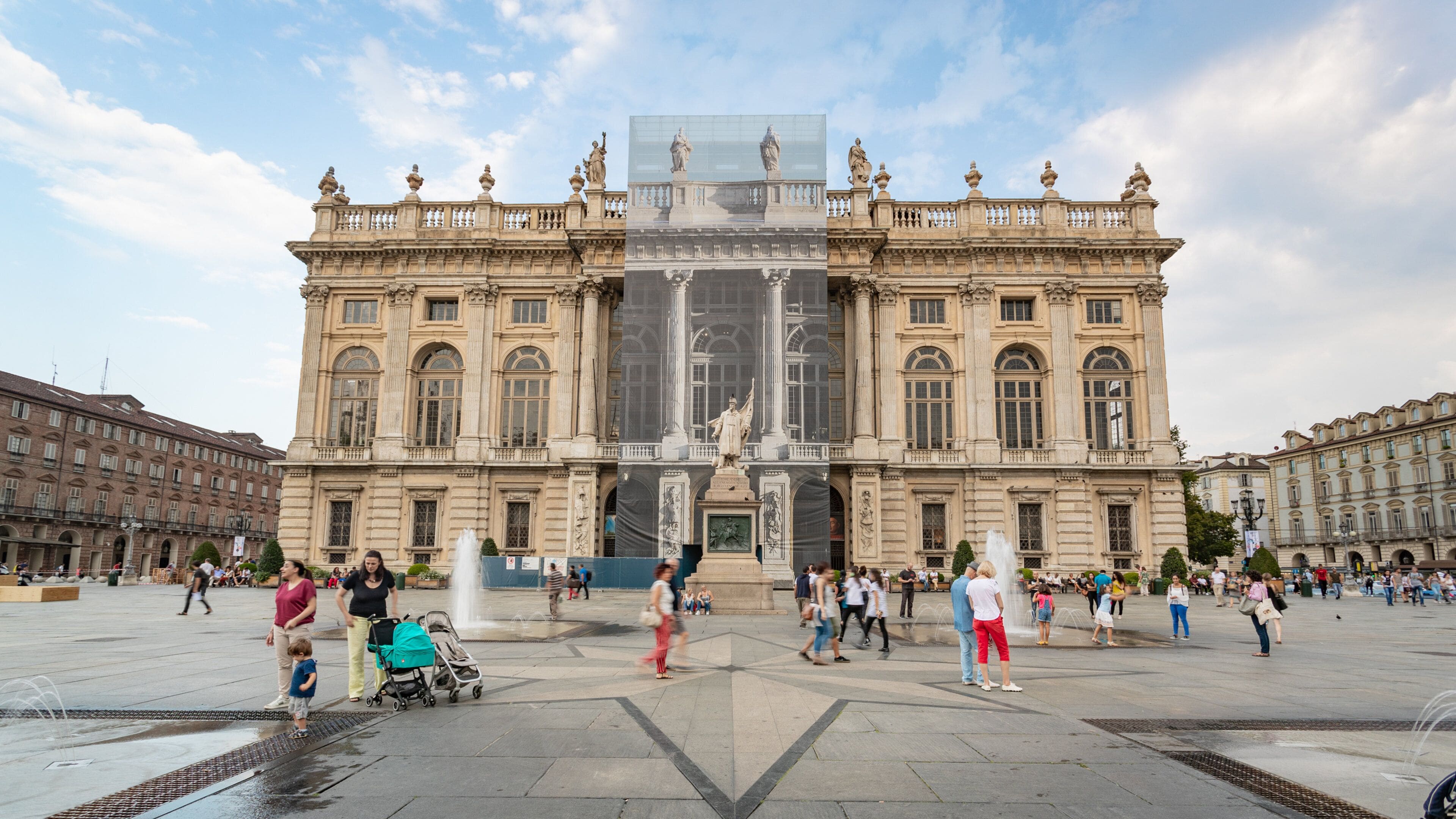 Turin Palazzo Madama which includes street scenes, a square or plaza and heritage architecture