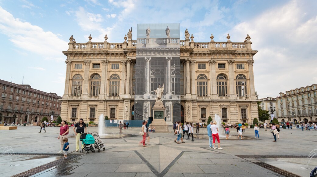 Turin Palazzo Madama which includes street scenes, a square or plaza and heritage architecture