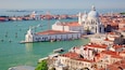 Basilica di Santa Maria della Salute which includes religious elements, general coastal views and a church or cathedral