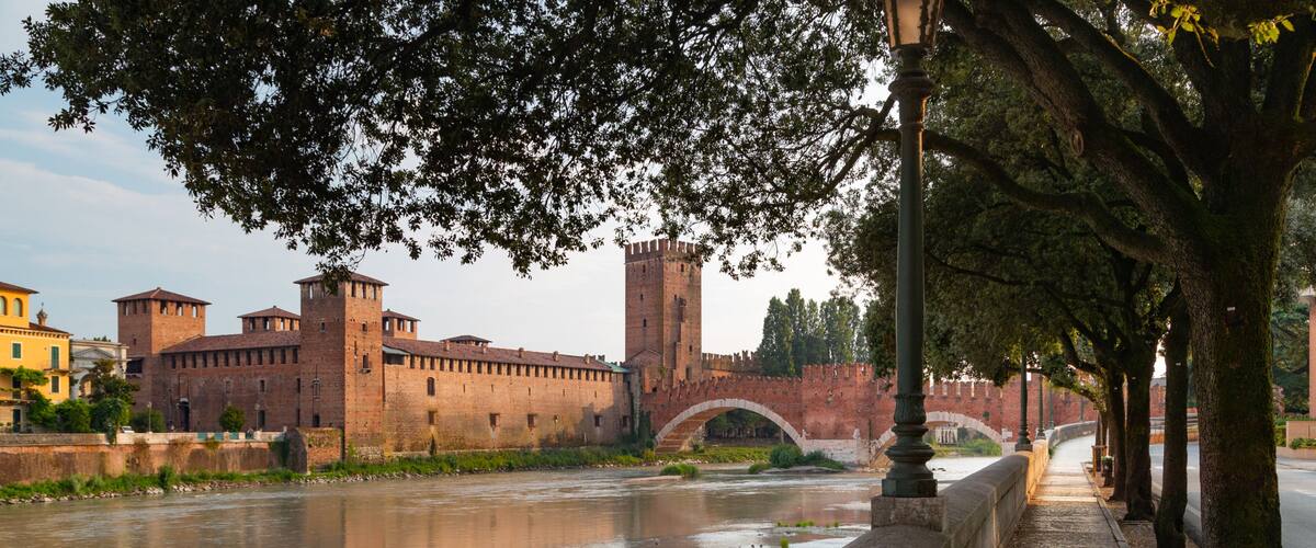 Castelvecchio Museum featuring heritage architecture, chateau or palace and a river or creek