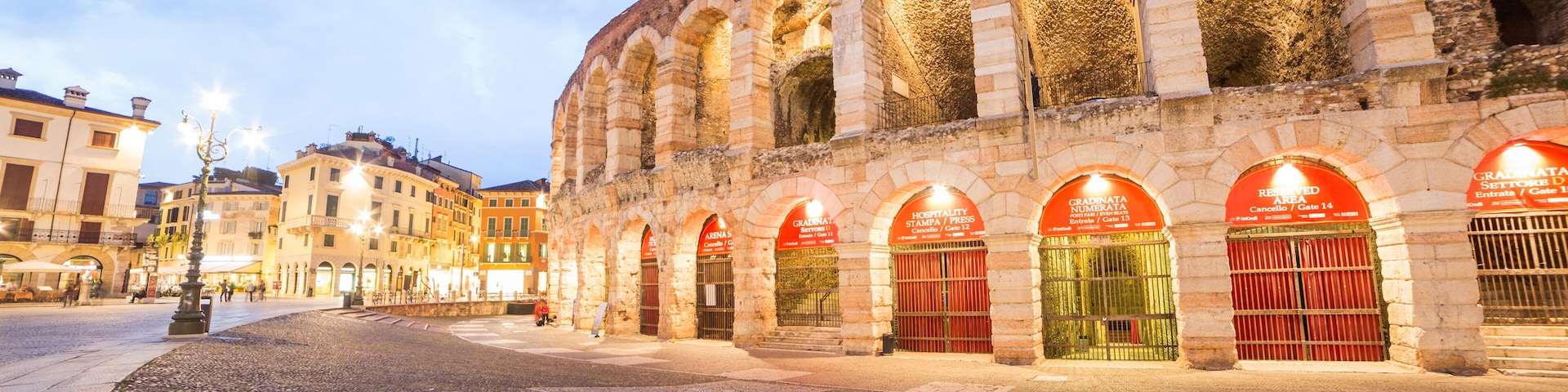 Verona amphitheatre, completed in 30AD, the third largest in the world, at dusk time. Roman Arena in Verona, Italy