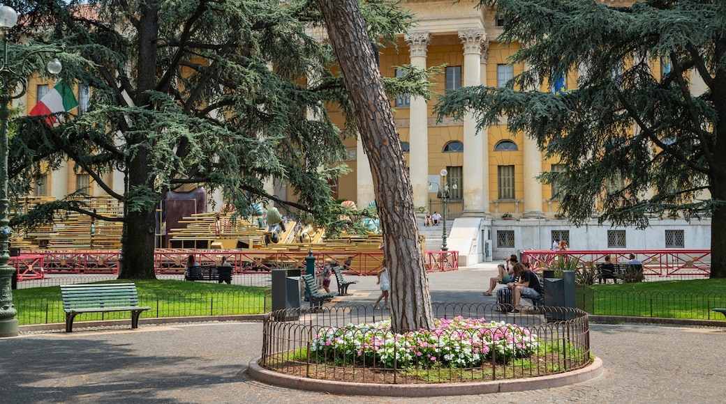Verona City Hall showing flowers and a garden