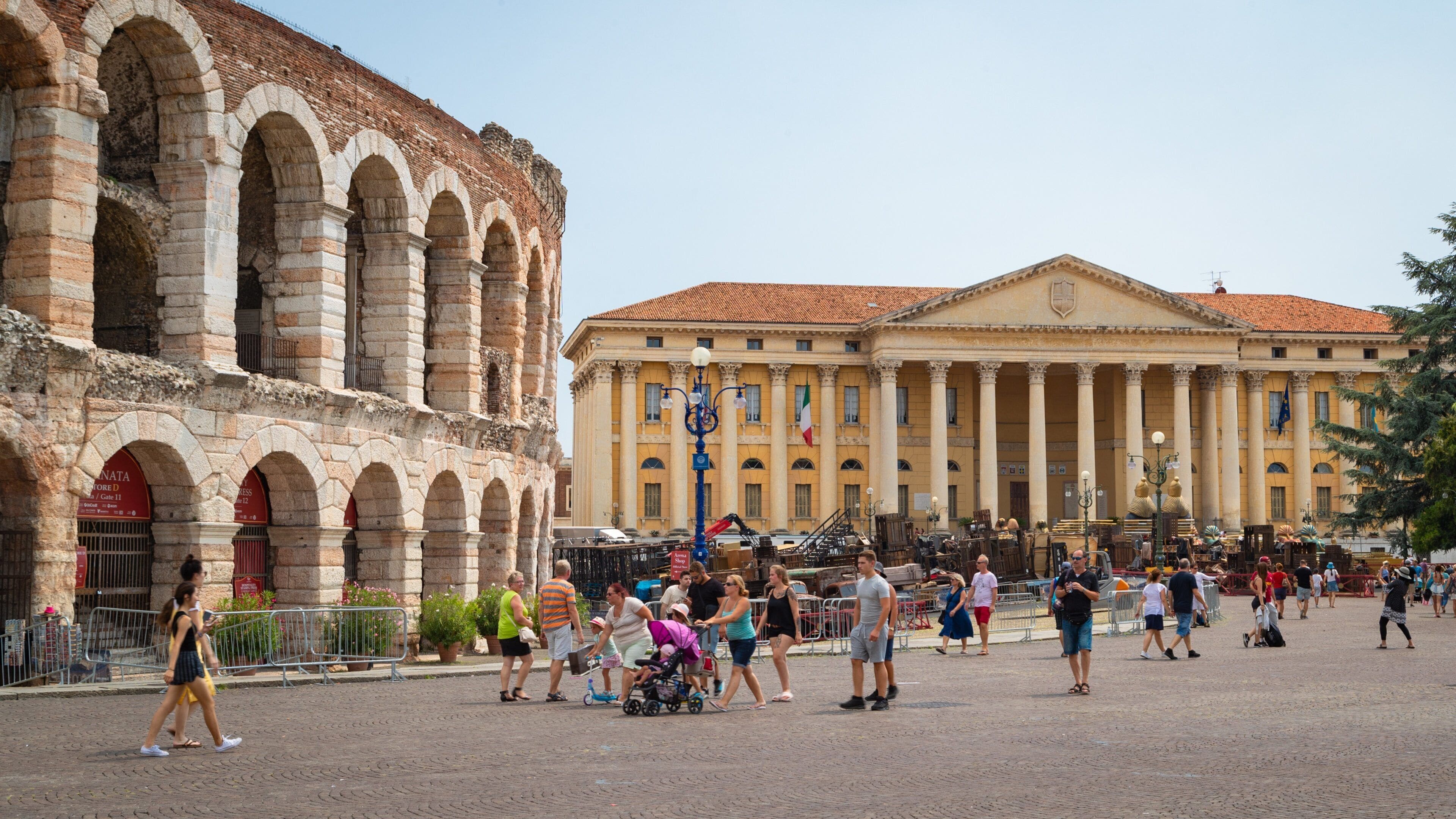 Verona City Hall featuring heritage architecture and street scenes