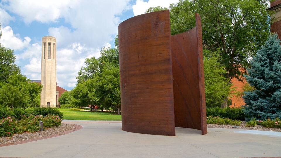Sheldon Museum of Art featuring a park and outdoor art