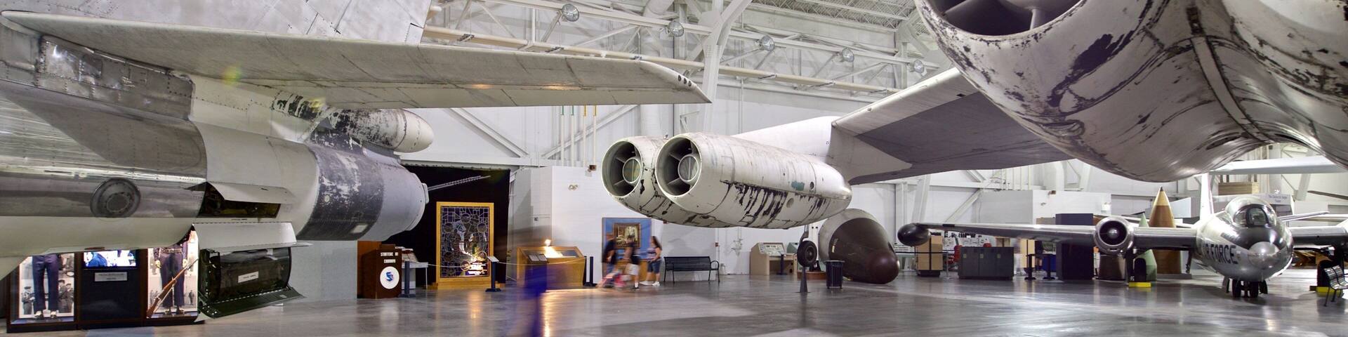 Strategic Air Command and Aerospace Museum which includes aircraft and interior views