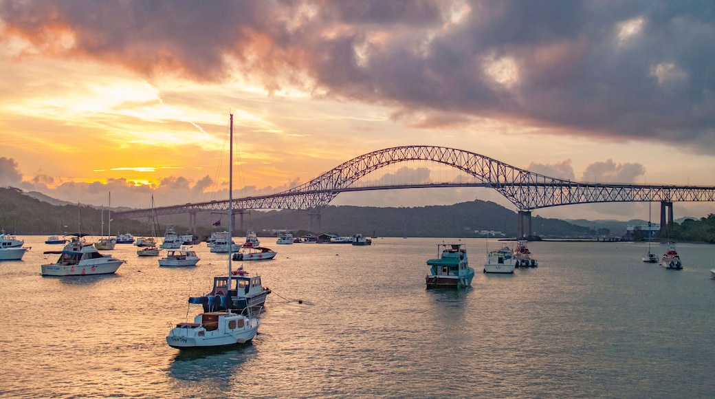 yachts anchoring under the Bridge of the Americas in Balboa at the exit of the Panama Canal Panama