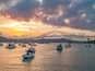 yachts anchoring under the Bridge of the Americas in Balboa at the exit of the Panama Canal Panama