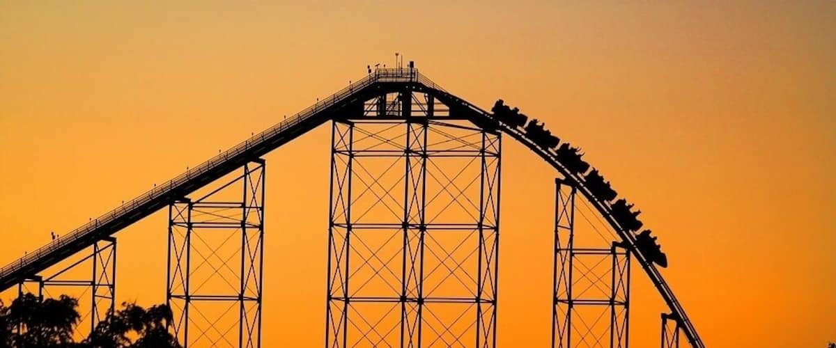 Steel Force, at Dorney Park, is 5,600 feet in length (over 1 mile long, making it the longest coaster on the East Coast), and has a 205-foot first drop, with a top speed of 75 mph. Riders experience over 2.5 G's at the bottom of the first hill.