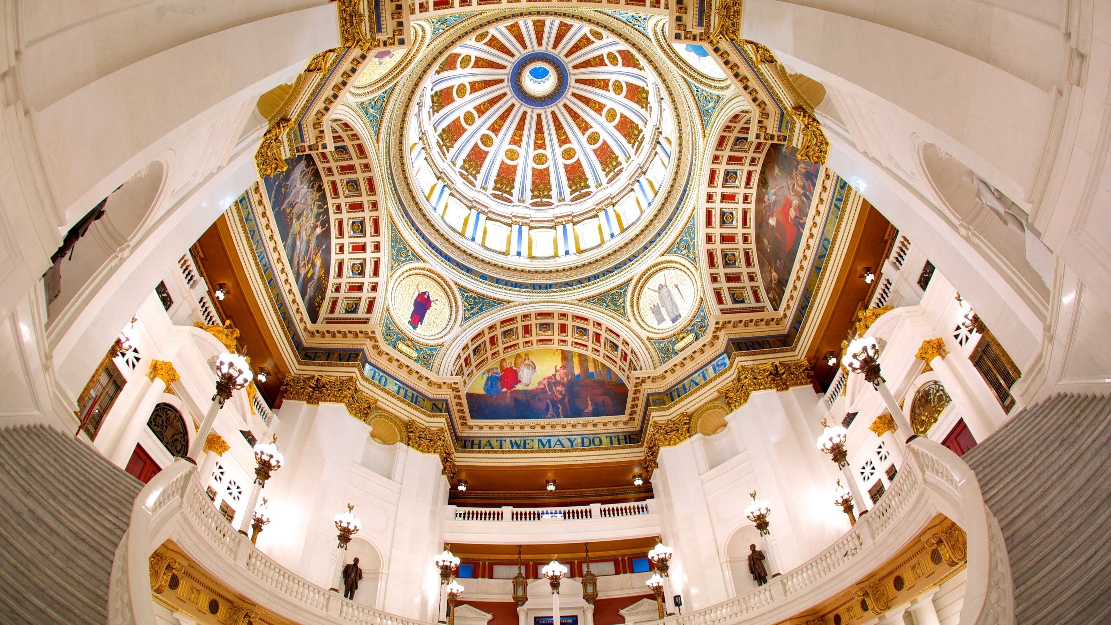 Pennsylvania State Capitol showing heritage architecture and interior views