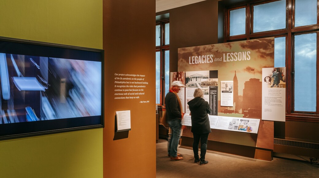 The Mütter Museum featuring interior views and signage as well as a couple
