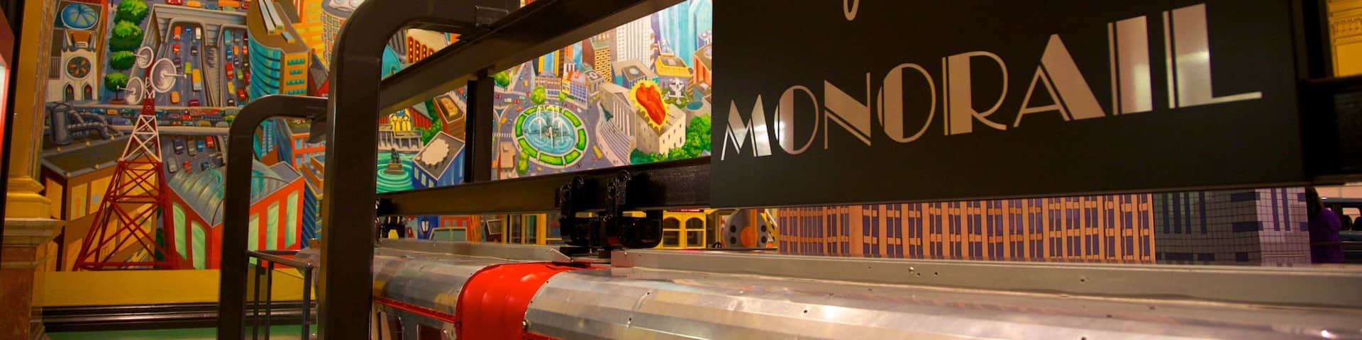 Monorail exhibit inviting children to explore imaginative play at Please Touch Museum in Philadelphia