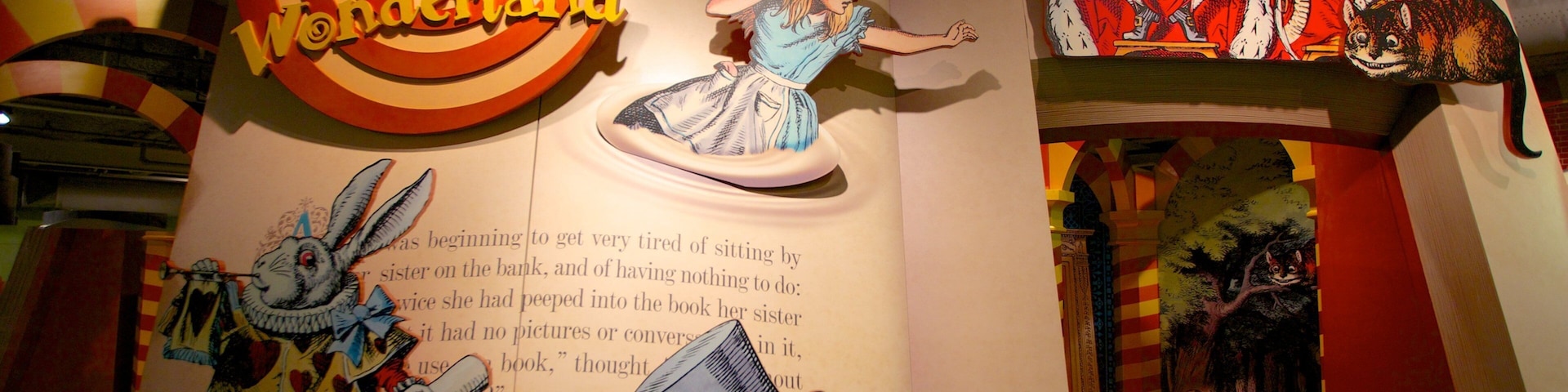 Exploring the interactive exhibits at Please Touch Museum in Philadelphia's enchanting Alice in Wonderland section
