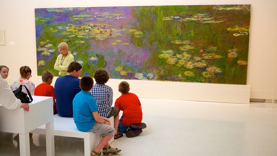 Carnegie Museum of Art showing art and interior views as well as a small group of people