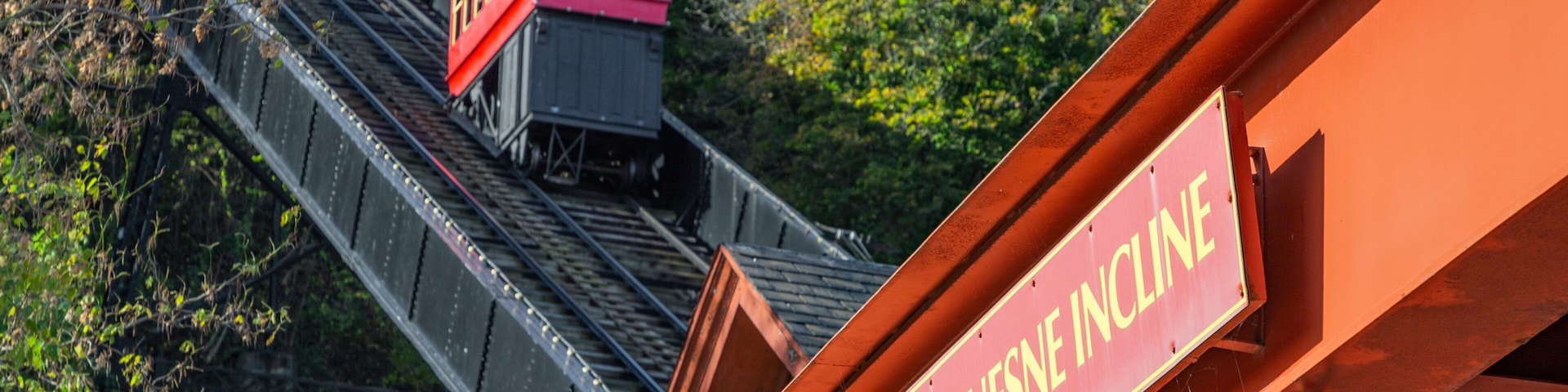 Duquesne Incline showing railway items and signage