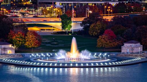 Point State Park in Pittsburgh, Pennsylvania and the iconic illuminated water fountain.