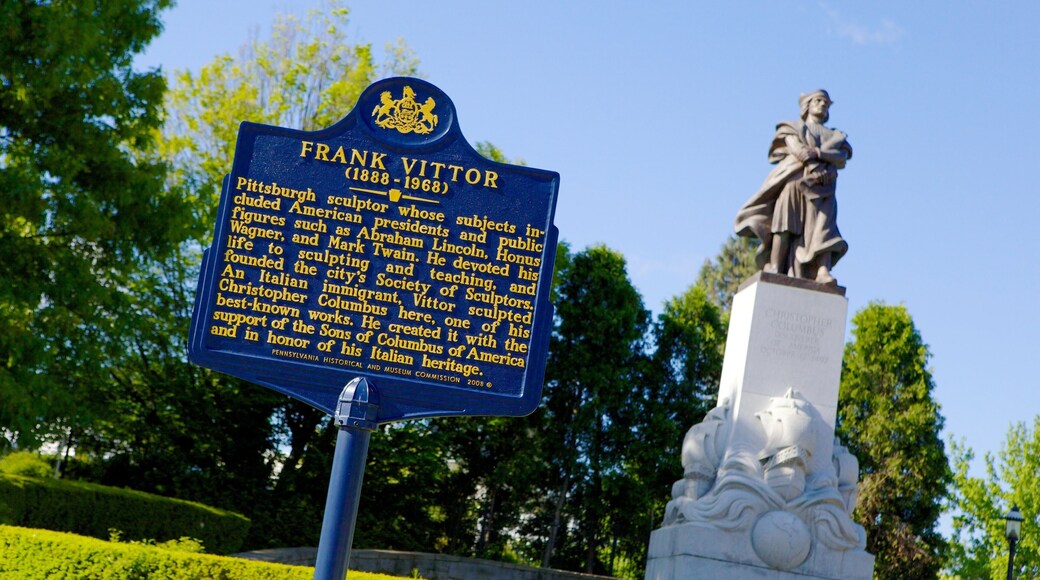 สวน Schenley ซึ่งรวมถึง ป้าย, อนุสาวรีย์หรือรูปปั้น และ อนุสรณ์