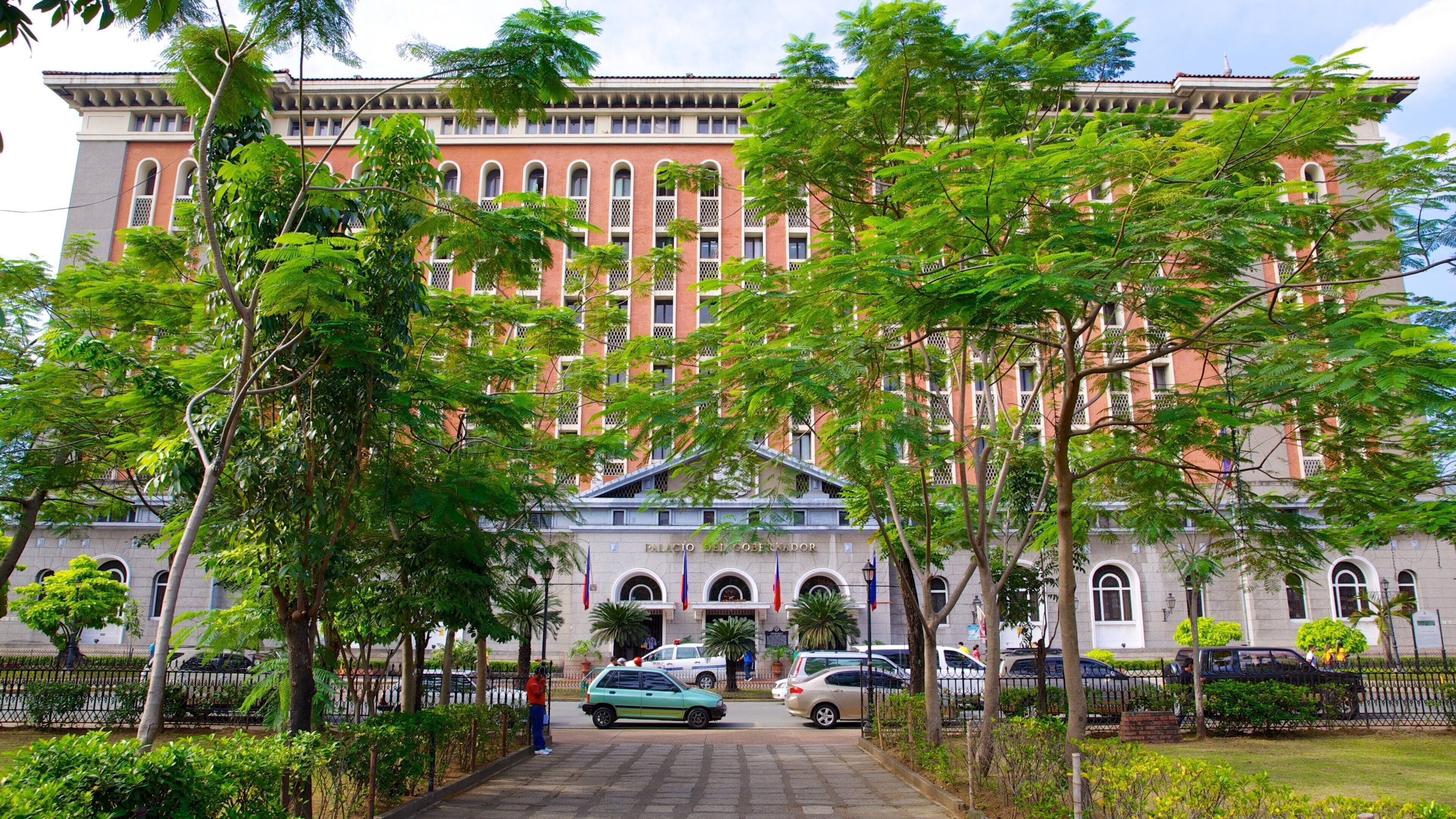 Manila Cathedral which includes street scenes and a city