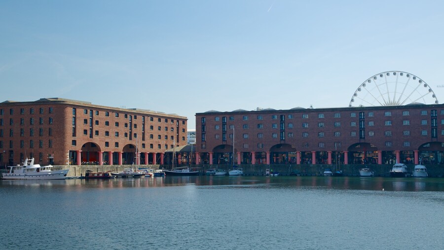 Albert Dock which includes a coastal town, heritage architecture and a bay or harbor