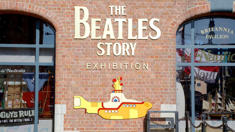 Beatles Story which includes signage and street scenes