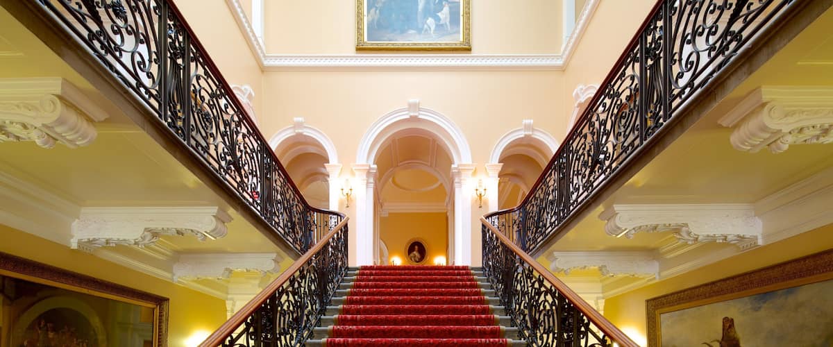 Croxteth Hall and Country Park showing an administrative buidling, interior views and a castle