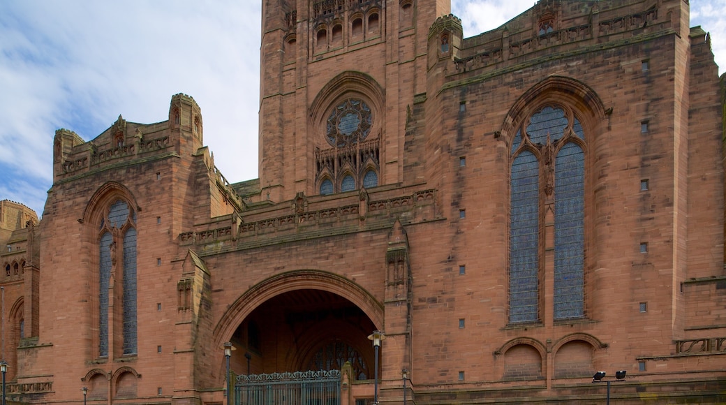 Liverpool anglikanske katedral som viser historisk arkitektur, kirke eller katedral og religion