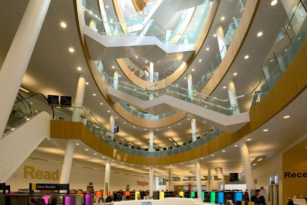 Liverpool Central Library featuring interior views