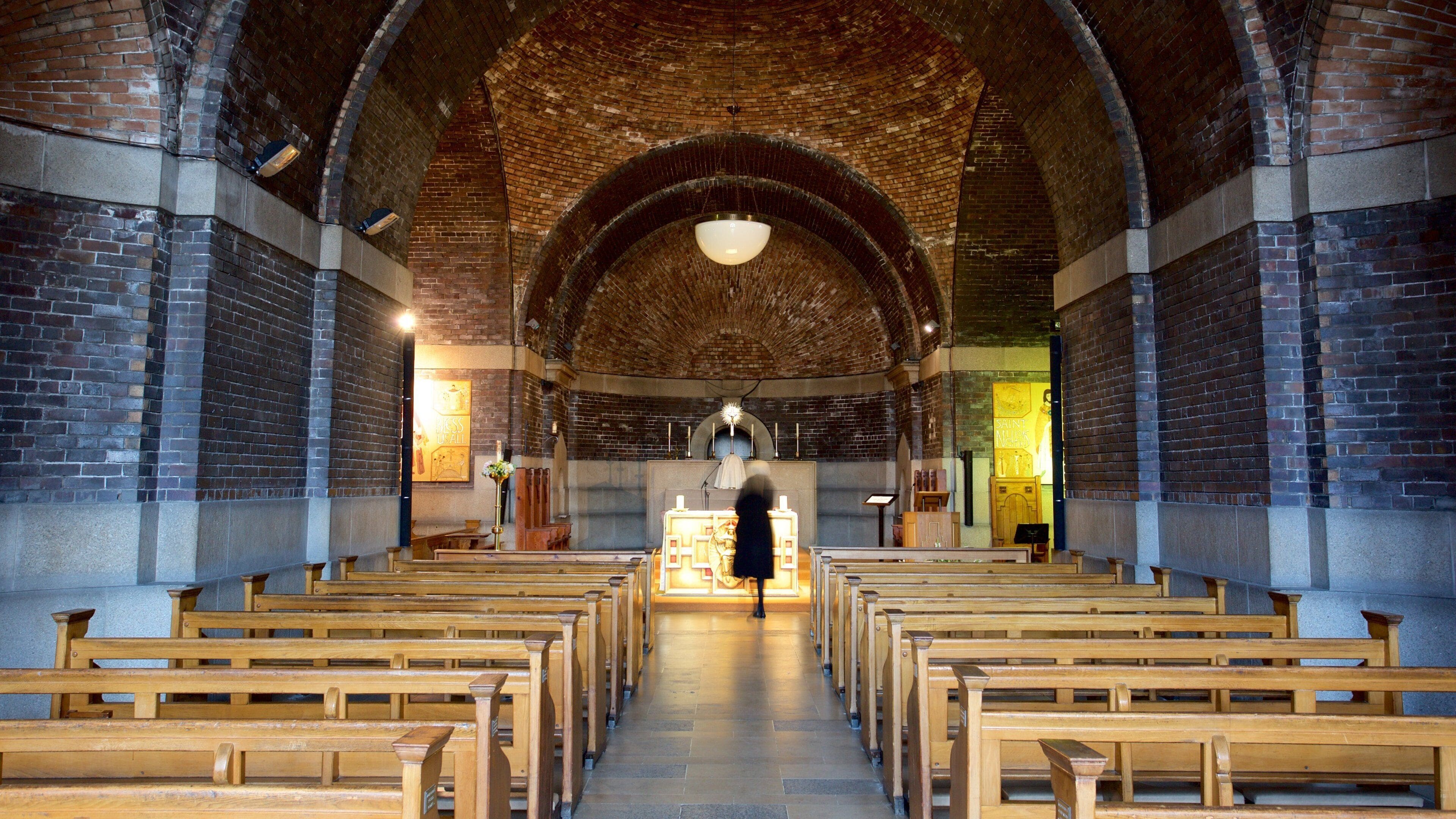 Liverpool Metropolitan Cathedral which includes interior views and a church or cathedral