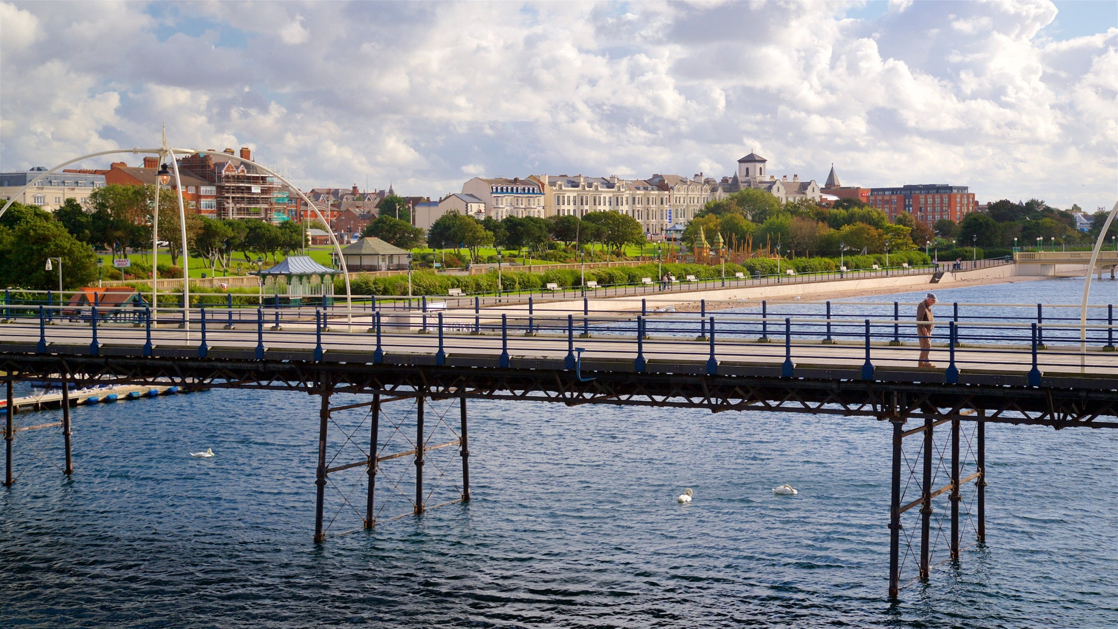 Southport Pier featuring general coastal views and a coastal town