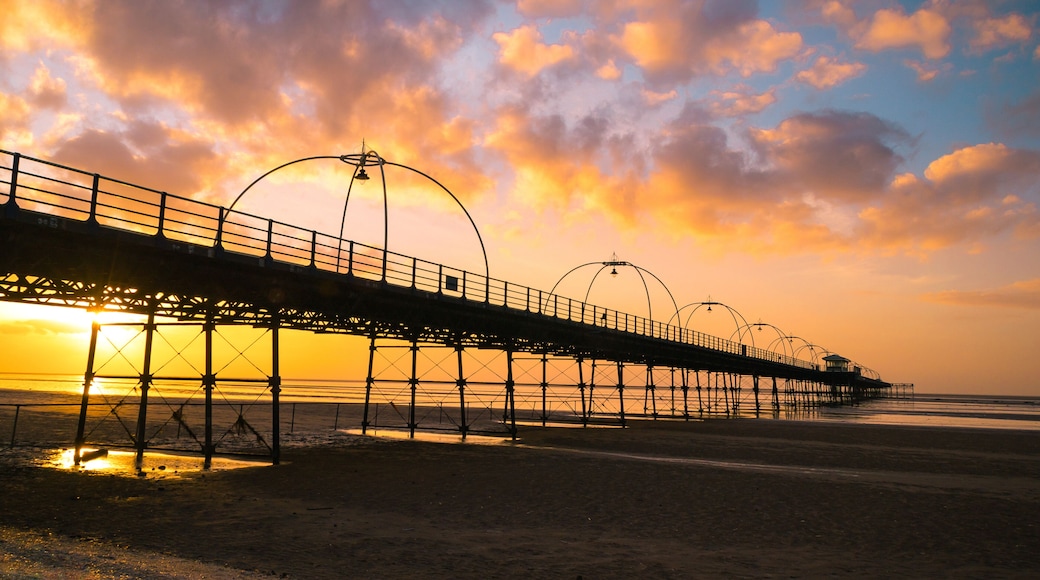 Sunset on the beach in Southport, England.