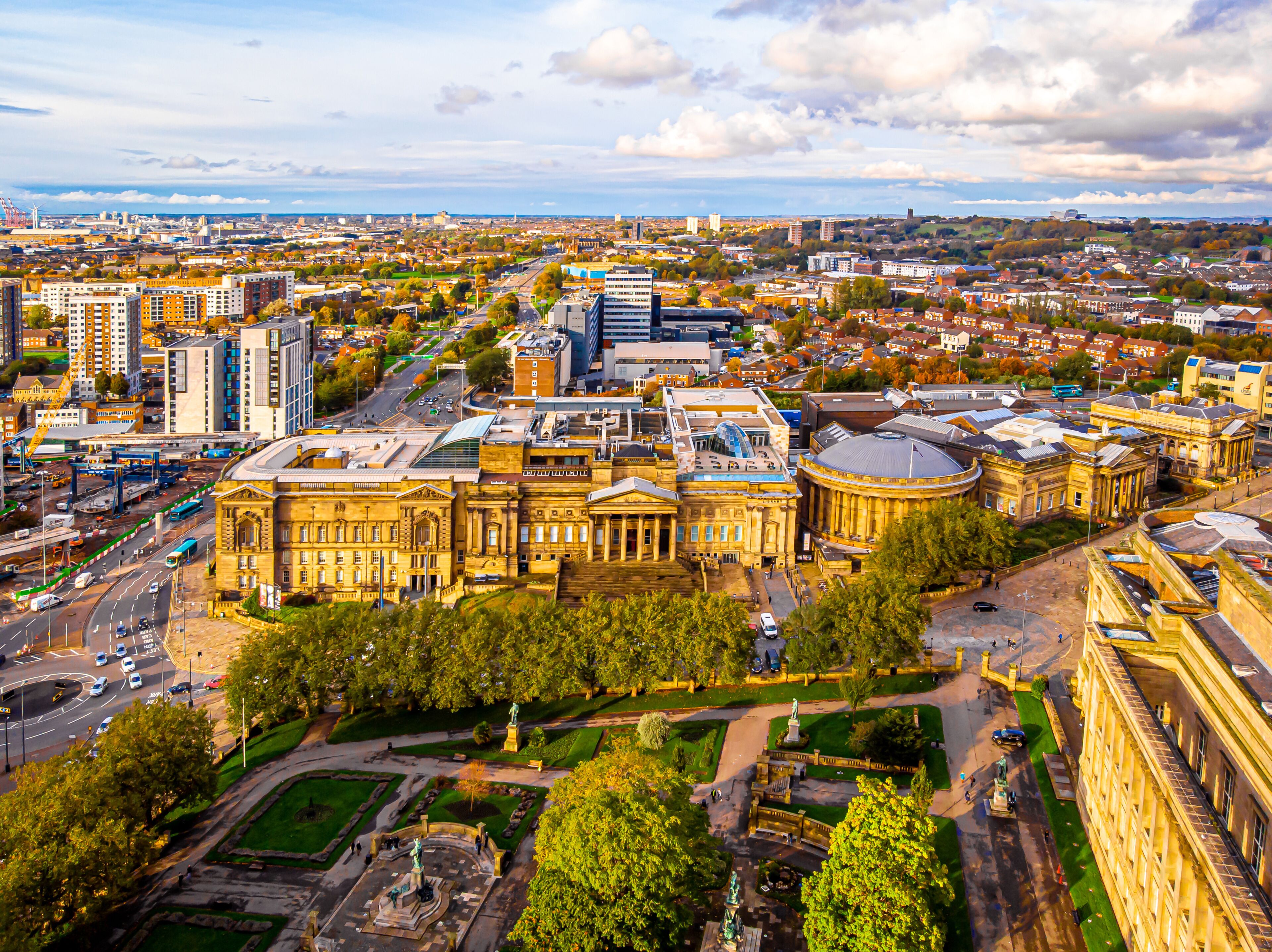 Aerial view of World museum in Liverpool, England