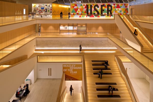 Design Museum showing art, interior views and signage