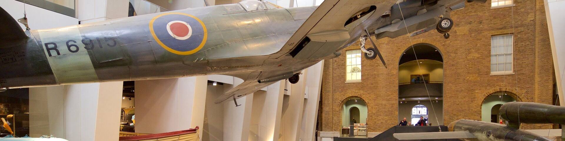 Imperial War Museum which includes military items, aircraft and interior views