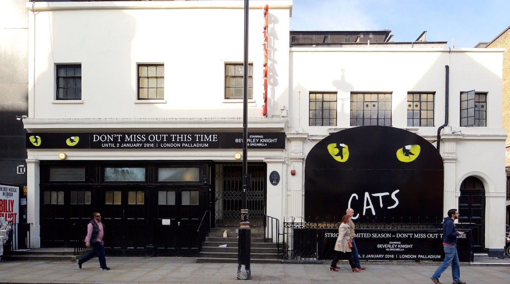 London Palladium Theatre which includes theater scenes and signage
