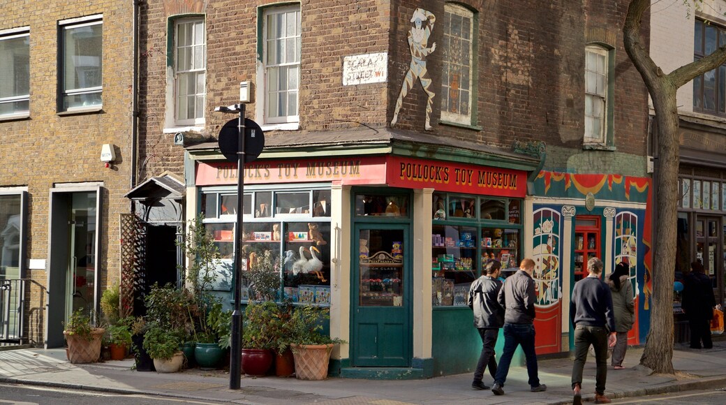 Pollock\'s Toy Museum featuring street scenes as well as a small group of people