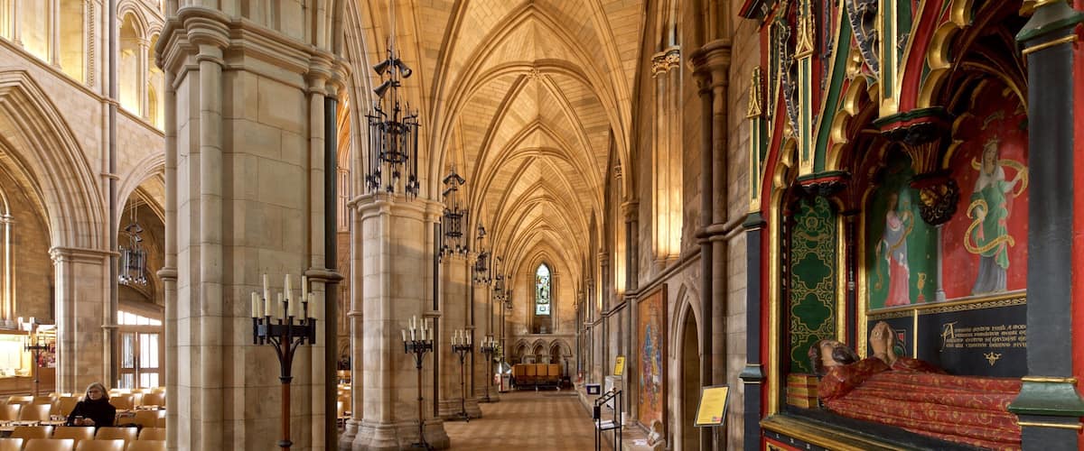 Southwark Cathedral featuring a church or cathedral, heritage elements and interior views