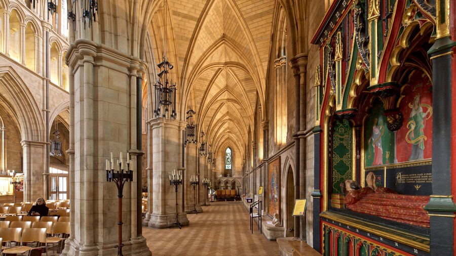 Southwark Cathedral featuring heritage elements, a church or cathedral and interior views