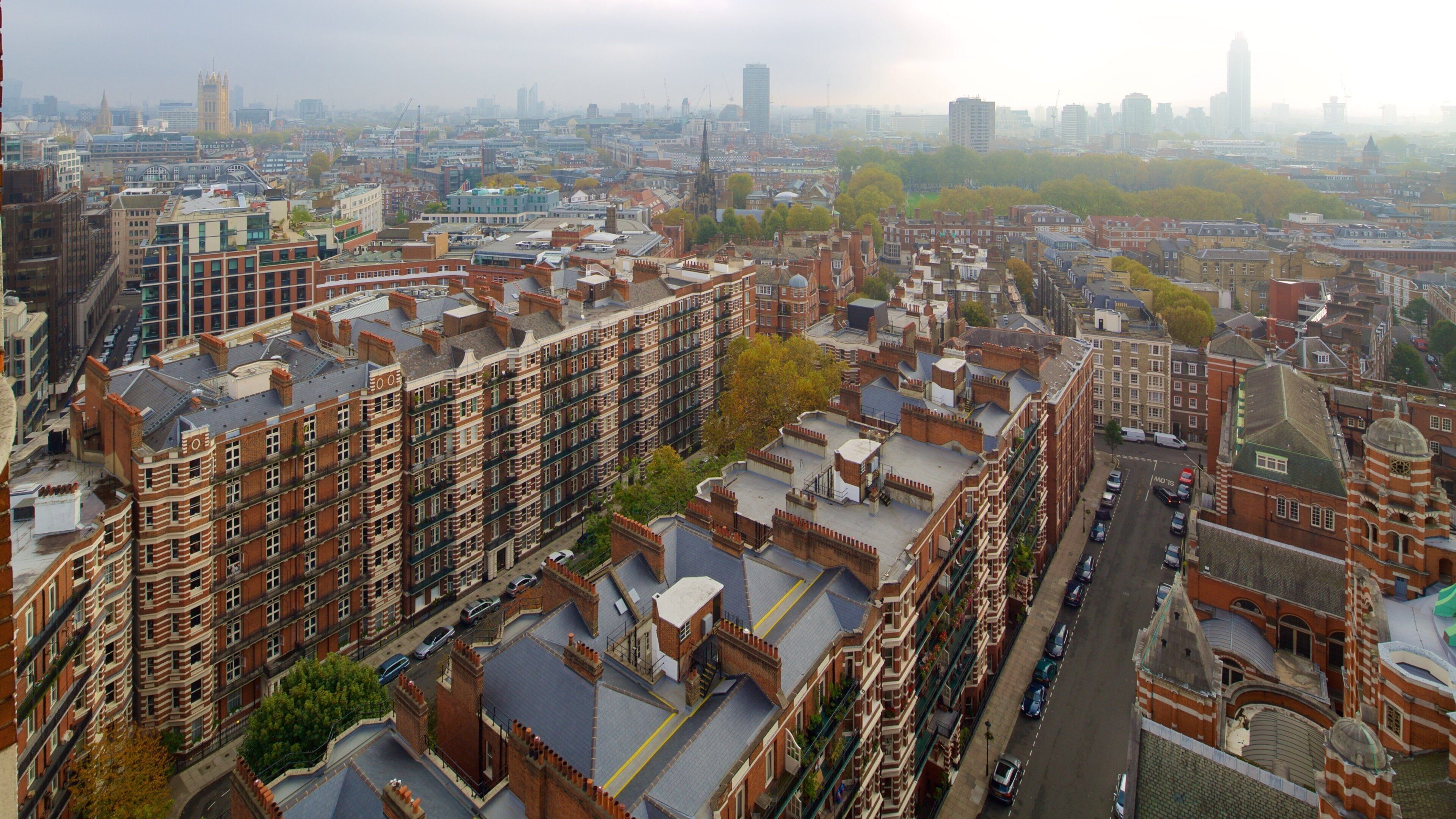Westminster Cathedral showing a city, heritage architecture and skyline