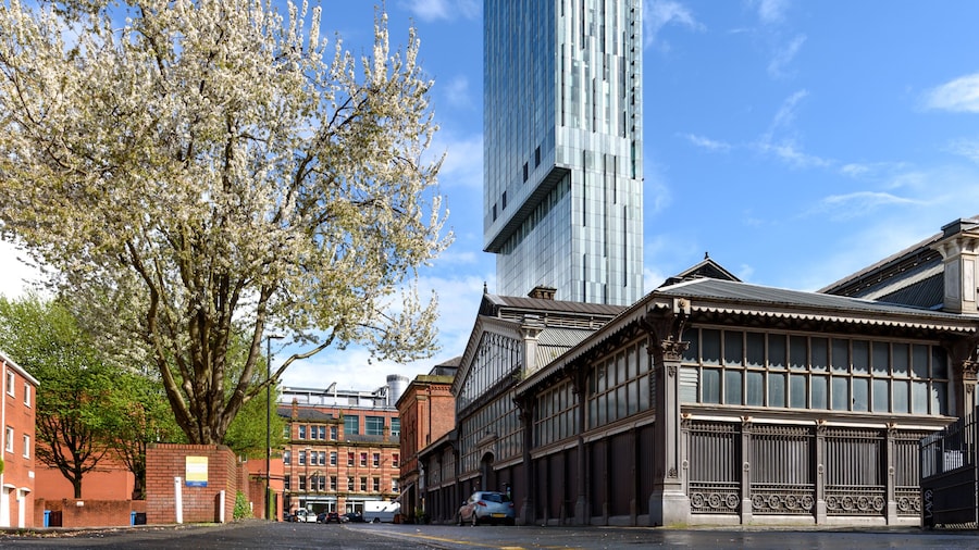 Beetham Tower View Over Water In Manchester City, UK