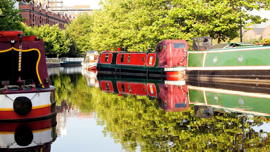 Barges floating on the Bridgewater canal in Manchester