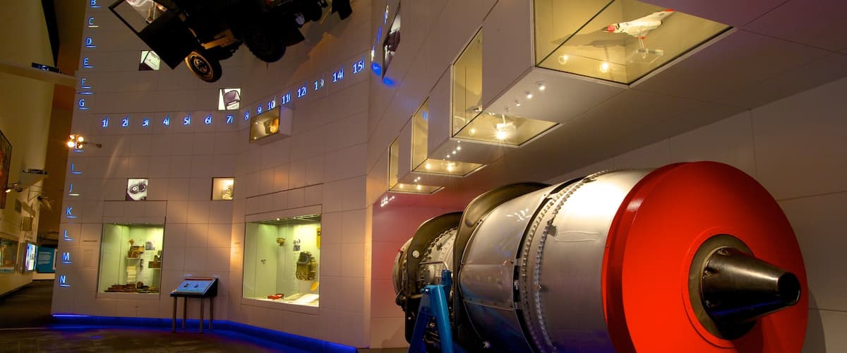 Imperial War Museum North showing military items and interior views