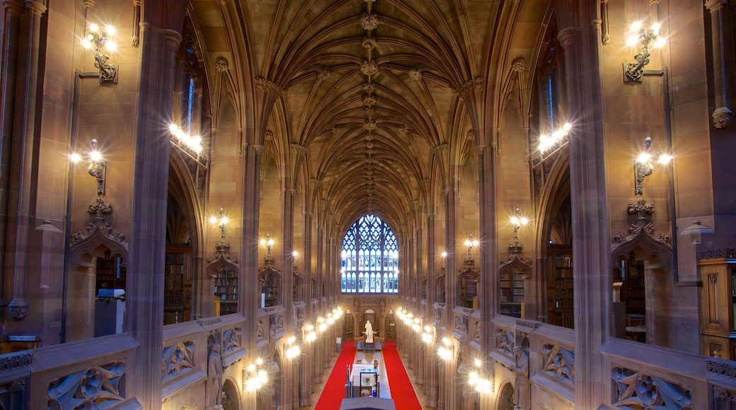 John Rylands Research Institute and Library which includes interior views and heritage architecture