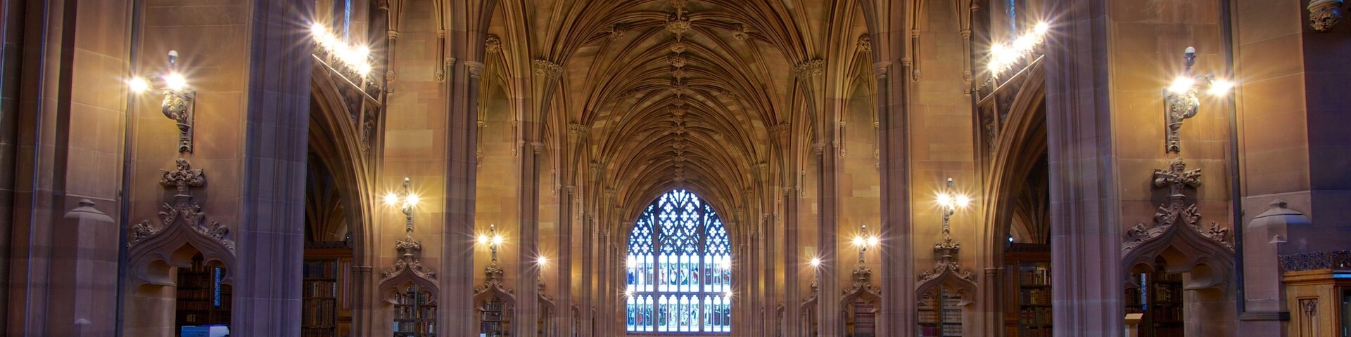 John Rylands Research Institute and Library which includes interior views and heritage architecture