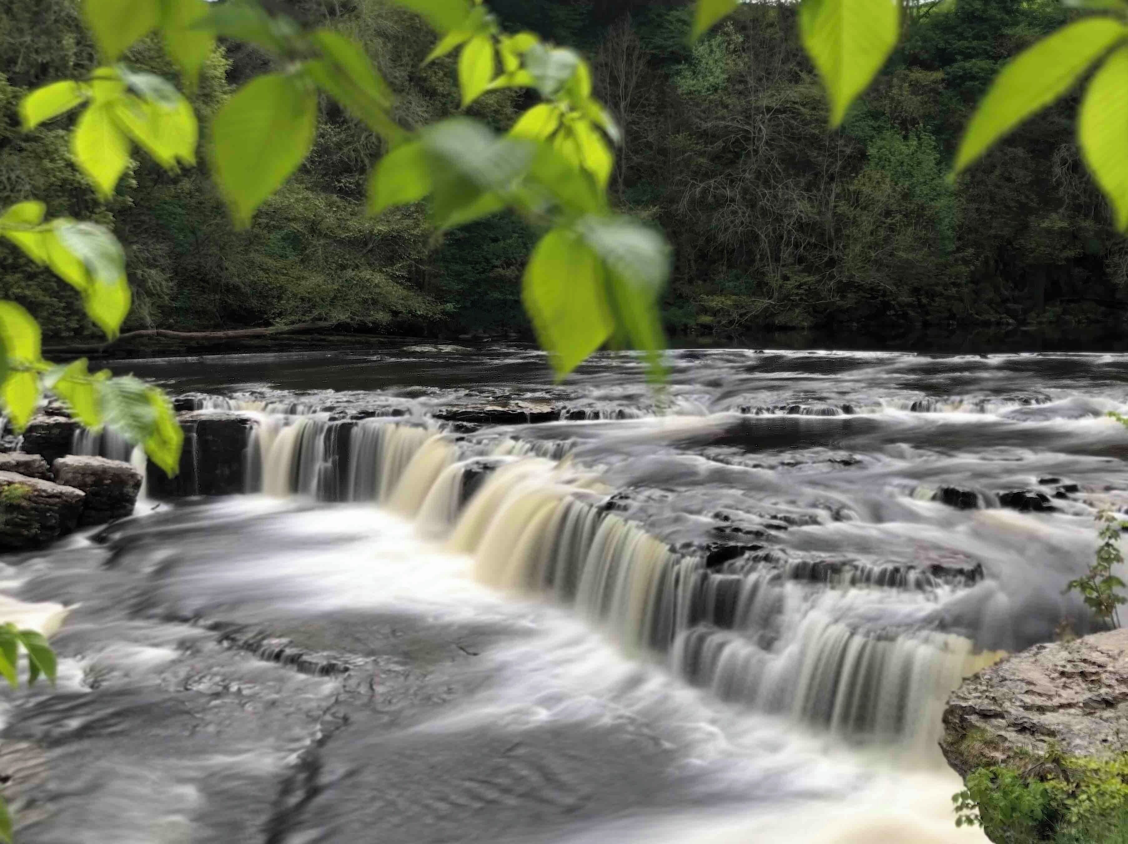 The upper falls at high force. 
The cafe is exceptional. I can highly recommend the walnut and pecan pie!!
# waterfalls #Yorkshire #longexposure