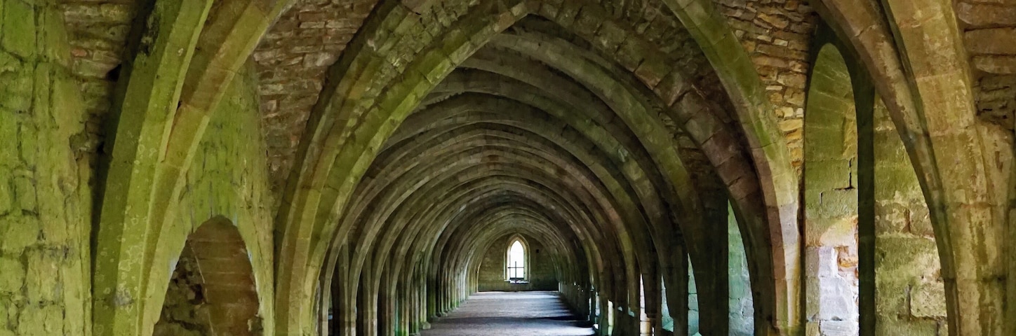One of the magnificent cloisters @ Fountains Abbey, nr Ripon, North Yorkshire, UK (Jan 2017).