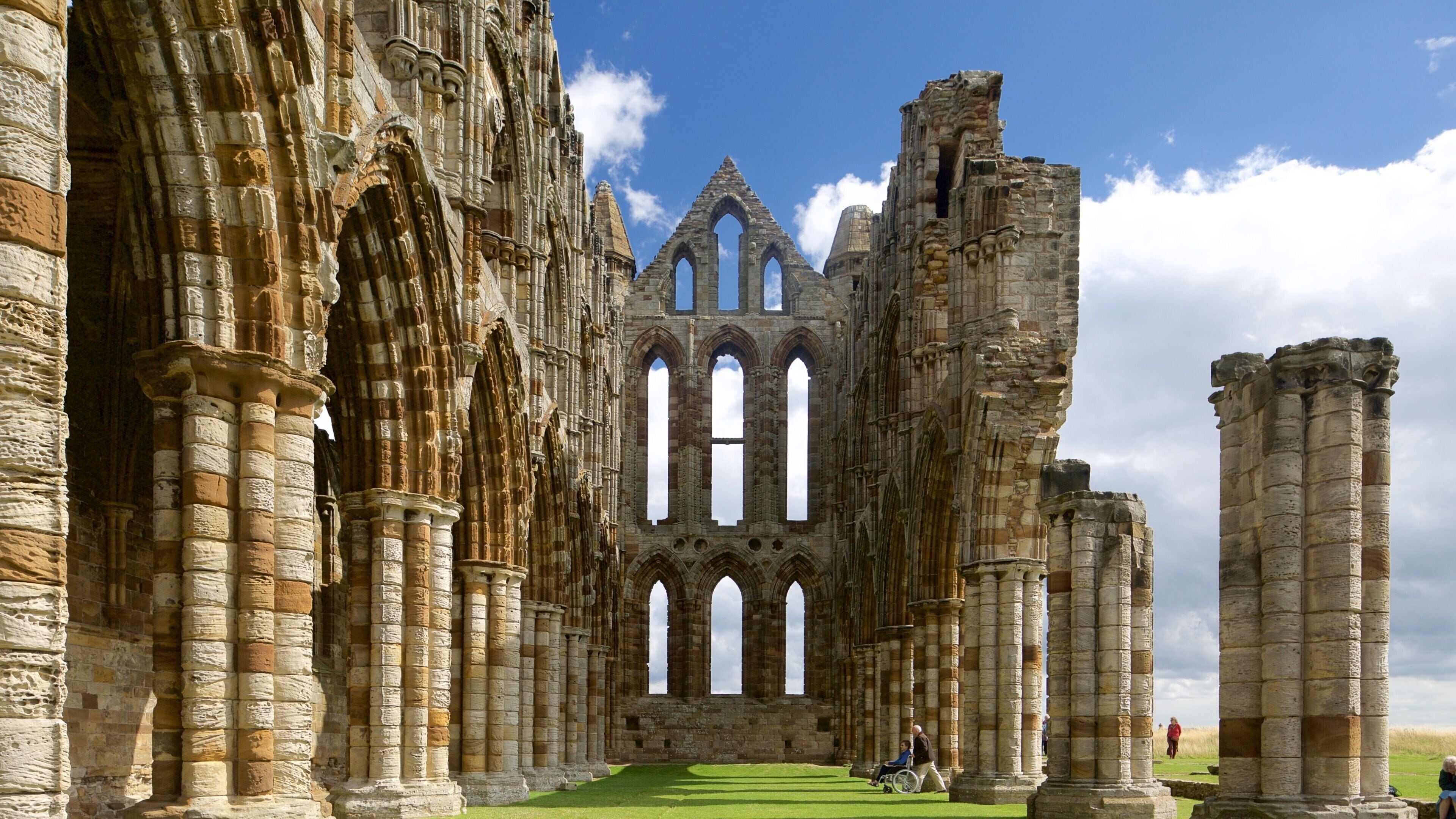 Whitby Abbey which includes a church or cathedral and heritage architecture