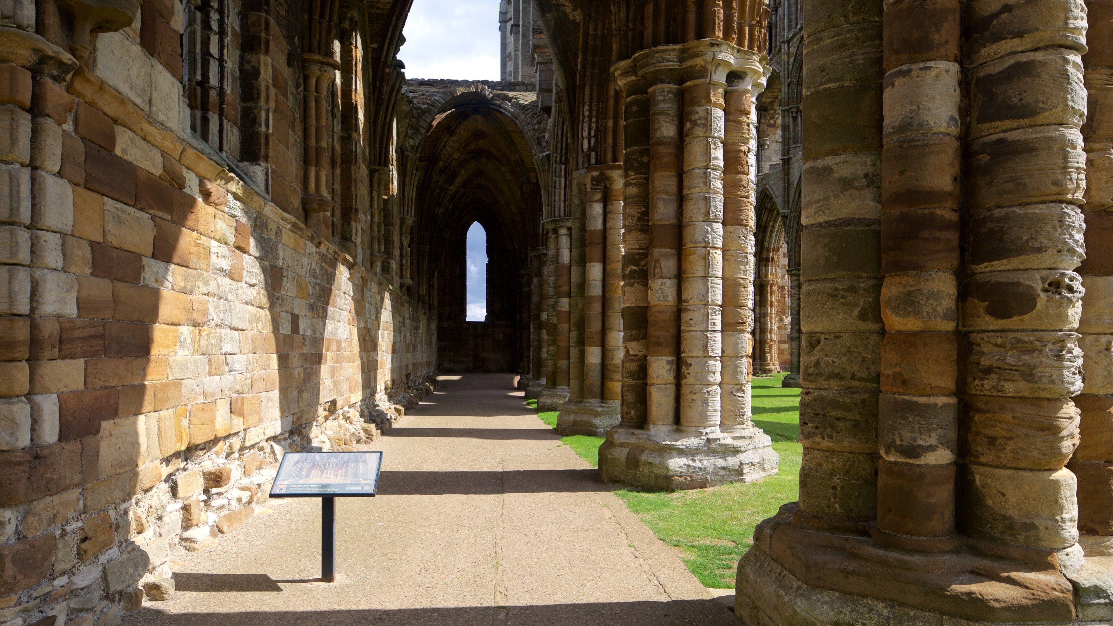 Whitby Abbey featuring heritage architecture and a church or cathedral